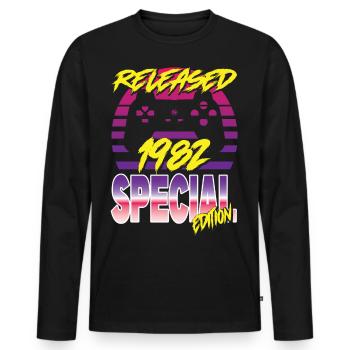 Released 1982 Special Edition - Männer Premium Bio Langarmshirt - Schwarz - Vorne - Nico (187cm)