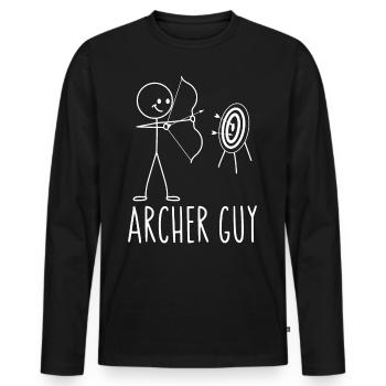 Archery Bow Archer Vintage Archer - Männer Premium Bio Langarmshirt - Schwarz - Vorne - Nico (187cm)