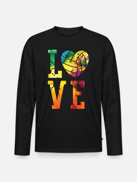 Aquarelle de l’équipe de volley-ball - T-shirt manches longues Premium bio Homme - noir