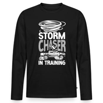 Storm Chaser Hurricane Meteorology - Männer Premium Bio Langarmshirt - Schwarz - Vorne - Nico (187cm)