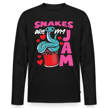 Serpent Serpent Serpent Les Serpents Sont Ma Confiture - T-shirt manches longues Premium bio Homme - noir - Devant - Nico (187cm)