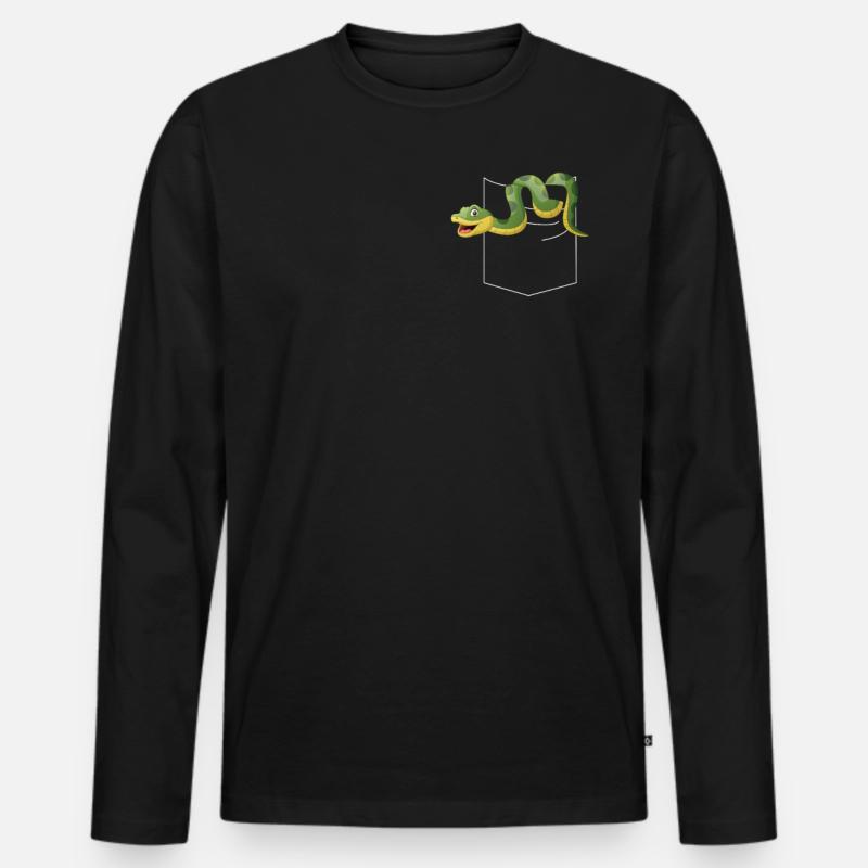 Snake Serpent Pocket - Männer Premium Bio Langarmshirt - Schwarz