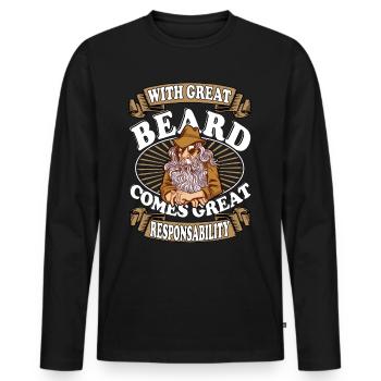 With great beard comes great responsability Bart - Men's Premium Organic Long Sleeve Shirt - black - Front - Nico (187cm)