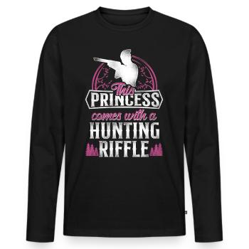 Buck Deer Hunting Hunter Girl - Men's Premium Organic Long Sleeve Shirt - black - Front - Nico (187cm)