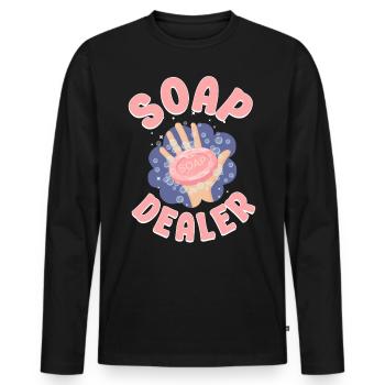 Fabrication de savon Artisanat Marchand de savon - T-shirt manches longues Premium bio Homme - noir - Devant - Nico (187cm)