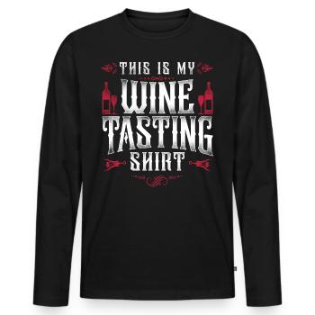Sommelier Wine Drinking Tasting - Männer Premium Bio Langarmshirt - Schwarz - Vorne - Nico (187cm)