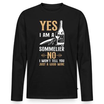 Dégustation de vin de sommelier - T-shirt manches longues Premium bio Homme - noir - Devant - Nico (187cm)
