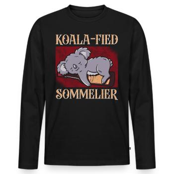 Dégustation de vin de sommelier - T-shirt manches longues Premium bio Homme - noir - Devant - Nico (187cm)