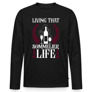 Sommelier Wine Drinking Tasting - Men's Premium Organic Long Sleeve Shirt - black - Front - Nico (187cm)