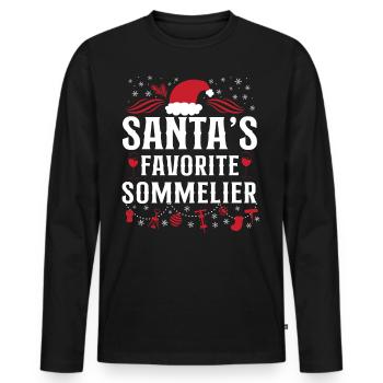 Dégustation de vin de sommelier - T-shirt manches longues Premium bio Homme - noir - Devant - Nico (187cm)