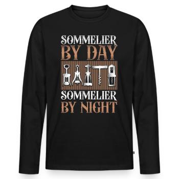 Dégustation de vin de sommelier - T-shirt manches longues Premium bio Homme - noir - Devant - Nico (187cm)