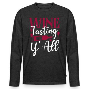 Sommelier Wine Drinking Tasting - Men's Premium Organic Long Sleeve Shirt - heather anthracite - Front - Nico (187cm)