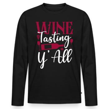 Dégustation de vin de sommelier - T-shirt manches longues Premium bio Homme - noir - Devant - Nico (187cm)