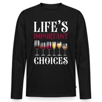 Dégustation de vin de sommelier - T-shirt manches longues Premium bio Homme - noir - Devant - Nico (187cm)