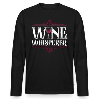 Dégustation de vin de sommelier - T-shirt manches longues Premium bio Homme - noir - Devant - Nico (187cm)