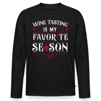 Sommelier Wine Drinking Tasting - Männer Premium Bio Langarmshirt - Schwarz - Vorne - Nico (187cm)
