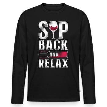 Dégustation de vin de sommelier - T-shirt manches longues Premium bio Homme - noir - Devant - Nico (187cm)