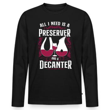Dégustation de vin de sommelier - T-shirt manches longues Premium bio Homme - noir - Devant - Nico (187cm)