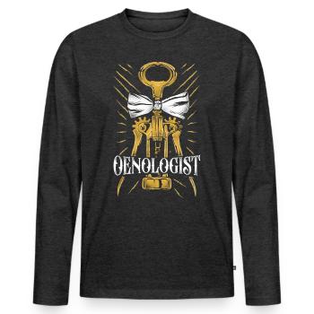 Sommelier Wine Drinking Tasting - Men's Premium Organic Long Sleeve Shirt - heather anthracite - Front - Nico (187cm)