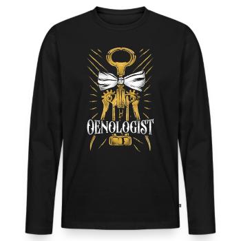 Dégustation de vin de sommelier - T-shirt manches longues Premium bio Homme - noir - Devant - Nico (187cm)