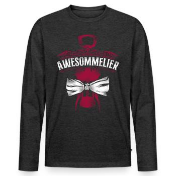 Dégustation de vin de sommelier - T-shirt manches longues Premium bio Homme - anthracite chiné - Devant - Nico (187cm)