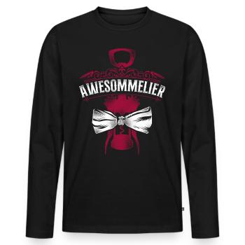 Dégustation de vin de sommelier - T-shirt manches longues Premium bio Homme - noir - Devant - Nico (187cm)