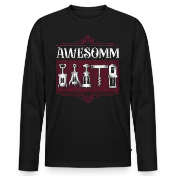 Sommelier Wine Drinking Tasting - Men's Premium Organic Long Sleeve Shirt - black - Front - Nico (187cm)