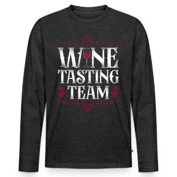 Sommelier Wine Drinking Tasting - Men's Premium Organic Long Sleeve Shirt - heather anthracite - Front - Nico (187cm)