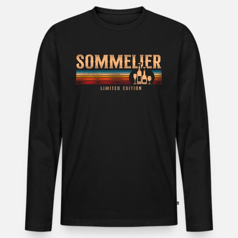 Sommelier Wine Drinking Tasting - Männer Premium Bio Langarmshirt - Schwarz