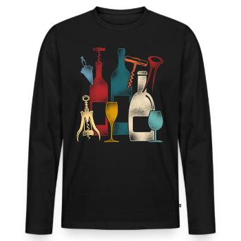 Sommelier Wine Drinking Tasting - Männer Premium Bio Langarmshirt - Schwarz - Vorne - Nico (187cm)