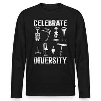Dégustation de vin de sommelier - T-shirt manches longues Premium bio Homme - noir - Devant - Nico (187cm)