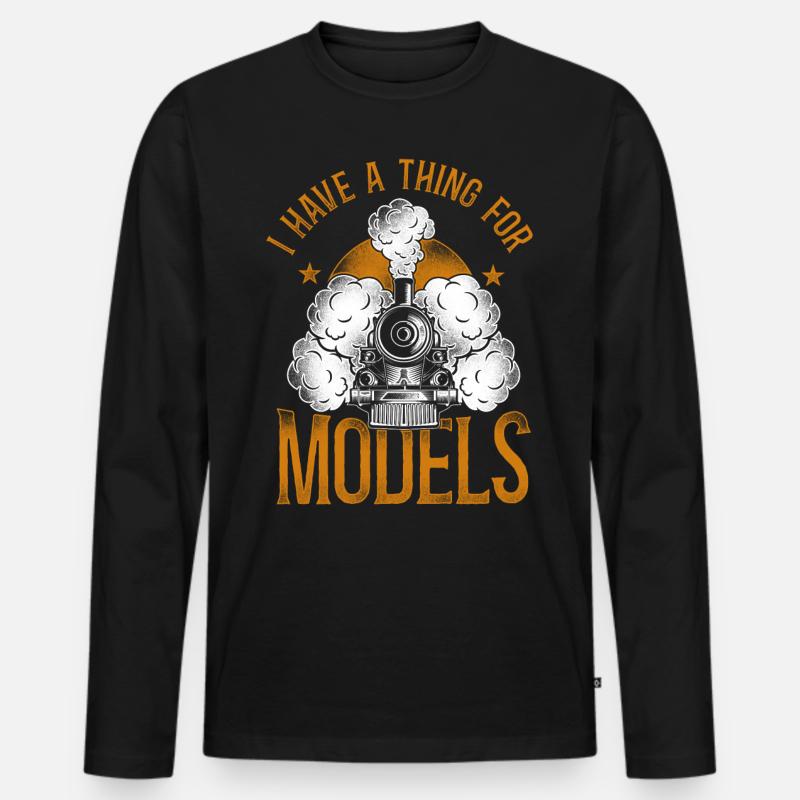 Steam Train Driver Trainspotting - Männer Premium Bio Langarmshirt - Schwarz