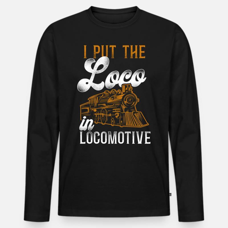 Steam Train Driver Trainspotting - Männer Premium Bio Langarmshirt - Schwarz