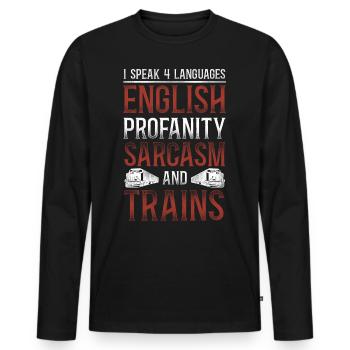 Freight Diesel Train Driver - Men's Premium Organic Long Sleeve Shirt - black - Front - Nico (187cm)
