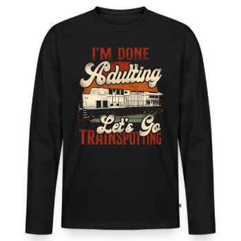 Freight Diesel Train Driver - Men's Premium Organic Long Sleeve Shirt - black - Front - Nico (187cm)