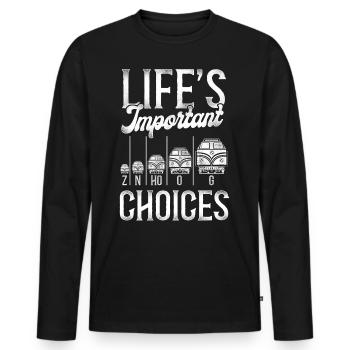 Freight Diesel Train Driver - Men's Premium Organic Long Sleeve Shirt - black - Front - Nico (187cm)