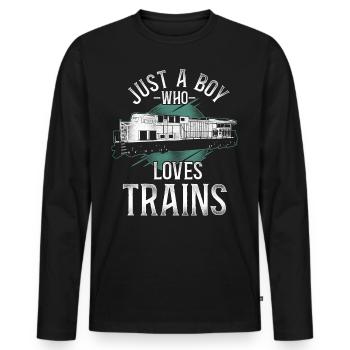 Freight Diesel Train Driver - Men's Premium Organic Long Sleeve Shirt - black - Front - Nico (187cm)