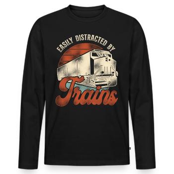 Freight Diesel Train Driver - Men's Premium Organic Long Sleeve Shirt - black - Front - Nico (187cm)