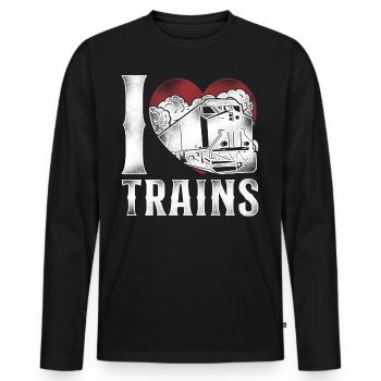 Freight Diesel Train Driver - Men's Premium Organic Long Sleeve Shirt - black - Front - Nico (187cm)