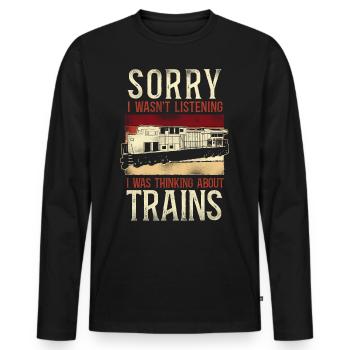 Freight Diesel Train Driver - Men's Premium Organic Long Sleeve Shirt - black - Front - Nico (187cm)