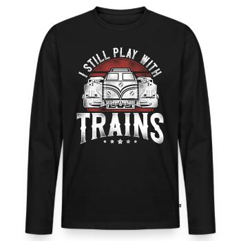 Freight Diesel Train Driver - Men's Premium Organic Long Sleeve Shirt - black - Front - Nico (187cm)