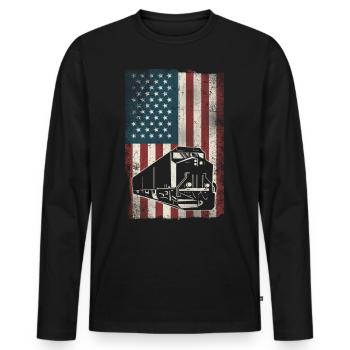 Freight Diesel Train Driver - Men's Premium Organic Long Sleeve Shirt - black - Front - Nico (187cm)
