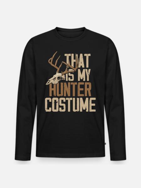 Buck Deer Cacciatore cacciatore Halloween - Maglia a manica lunga ecologica premium da uomo - nero