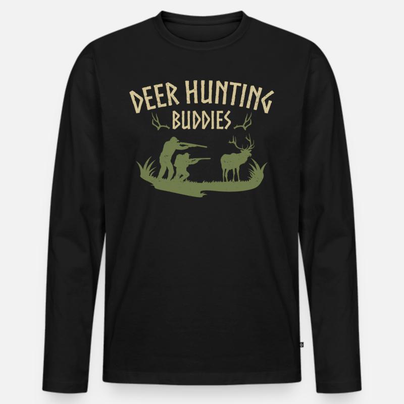 Buck Deer Hunting Hunter Deer - Männer Premium Bio Langarmshirt - Schwarz