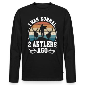Buck Deer Hunting Hunter Vintage - Männer Premium Bio Langarmshirt - Schwarz - Vorne - Nico (187cm)