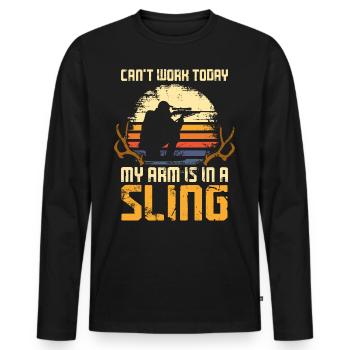 Buck Deer Hunting Hunter Vintage - Männer Premium Bio Langarmshirt - Schwarz - Vorne - Nico (187cm)