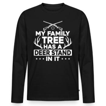 Buck Deer Hunting Hunter My Family - Men's Premium Organic Long Sleeve Shirt - black - Front - Nico (187cm)