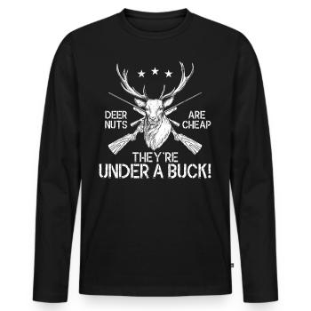 Buck Deer Hunting Hunter Pun Deer - Männer Premium Bio Langarmshirt - Schwarz - Vorne - Nico (187cm)