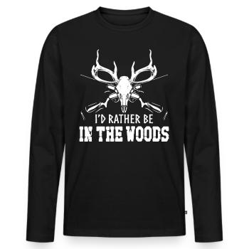Chasseur de cerfs buck J’aurais - T-shirt manches longues Premium bio Homme - noir - Devant - Nico (187cm)