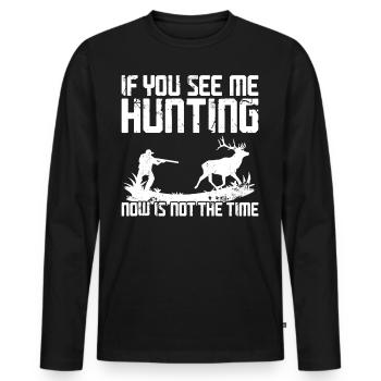 Chasseur de cerfs buck si vous - T-shirt manches longues Premium bio Homme - noir - Devant - Nico (187cm)